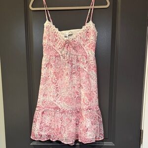 Pink Paisley Spaghetti Strap Dress